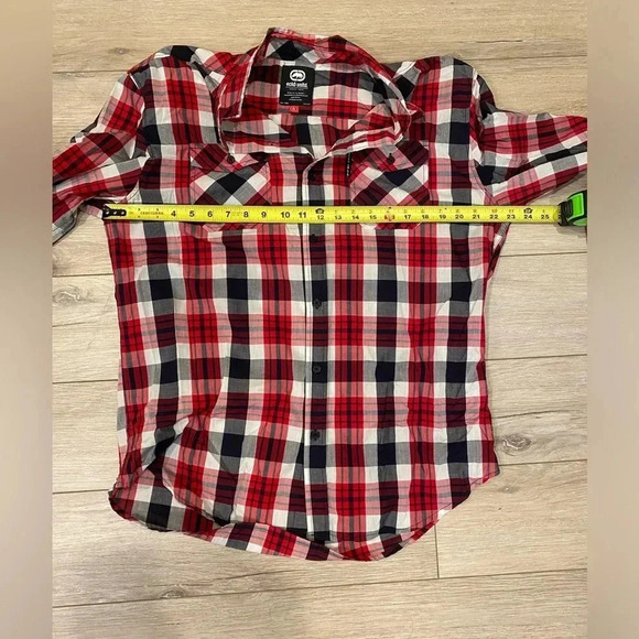 Ecko Unltd Button Down Collared Red Black Plaid Shirt Cotton Blend Men’s XL EUC - Picture 6 of 9